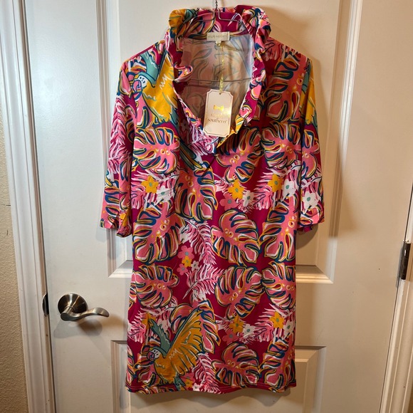 Simply Southern Dresses & Skirts - Simply Southern Womens Dress Tropical Parrot Palm Leaf Multicolor Size S NWT
